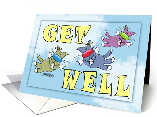 Get Well-Colorful Angel Cats card (799602)