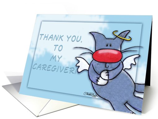 Thank You to my Caregiver-Blue Angel Cat card (799619)