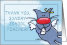 Thank You Sunday School Teacher -Blue Angel Cat card