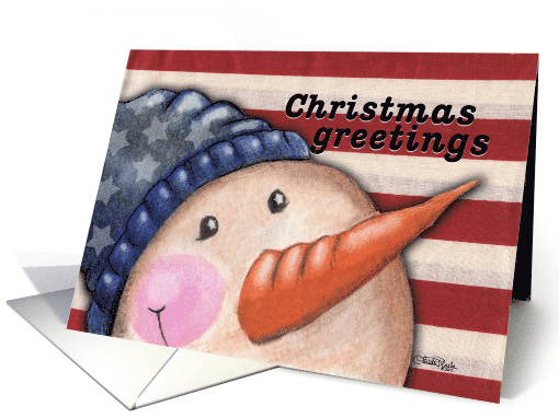 Patriotic Christmas Greetings Americana Snowman Snowman... (799732)