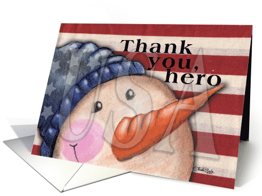 Christmas Time Thank You for Military Vet USA Americana Snowman card