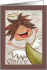 Happy Birthday for Sister-Primitive Curly Haired Angel card