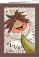 Happy Birthday for Daughter-Primitive Curly Haired Angel card
