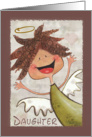 Happy Birthday for Daughter-Primitive Curly Haired Angel card