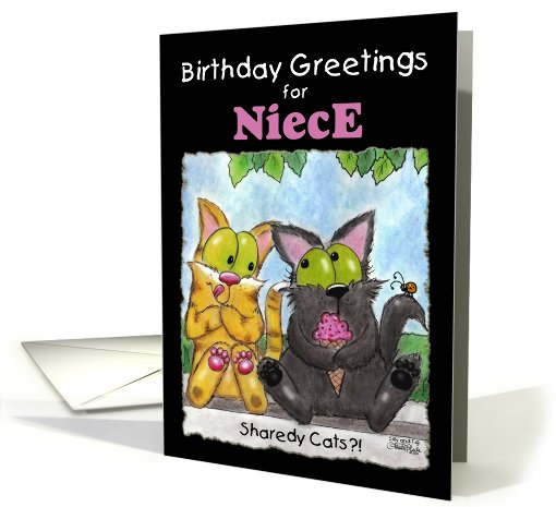 Birthday Greetings for niece- Sharedy Cats?!-Cats with Ice... (803910)