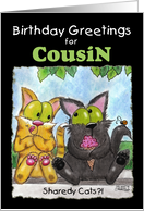 Birthday Greetings for Cousin- Sharedy Cats?!-Cats with Ice Cream Cone card