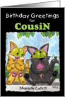 Birthday Greetings for Cousin- Sharedy Cats?!-Cats with Ice Cream Cone card