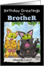 Birthday Greetings for Brother- Sharedy Cats?!-Cats with Ice Cream Cone card