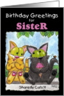 Birthday Greetings for Sister- Sharedy Cats?!-Cats with Ice Cream Cone card