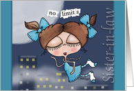 Birthday Greetings for Sister-in-Law- No Limits-Girl and City Skyline card