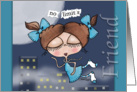 Birthday Greetings for Friend- No Limits-Girl and City Skyline card