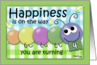 Birthday for Four Year Old- Colorful Happy Caterpillar card