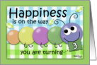 Birthday for Three Year Old- Colorful Happy Caterpillar card