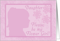 Please be my Flower Girl for daughter-Pink Girl Silhouette card