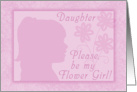 Please be my Flower Girl for daughter-Pink Girl Silhouette card