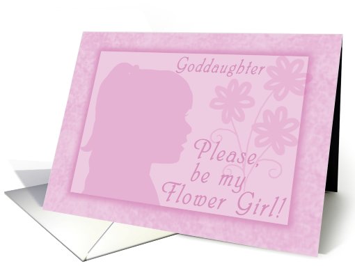 Please be my Flower Girl for Goddaughter-Pink Girl Silhouette card