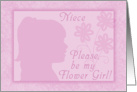 Please be my Flower Girl for niece-Pink Girl Silhouette card