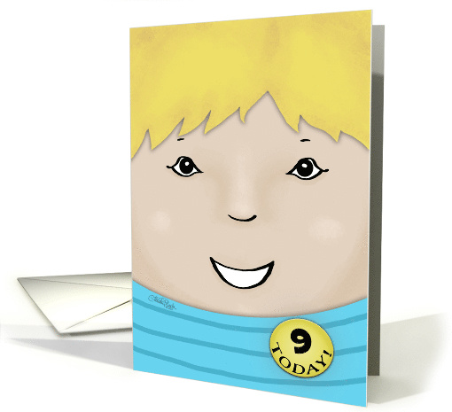 Customizable Happy Birthday 9 year old Boy-Blond-Haired Boy card