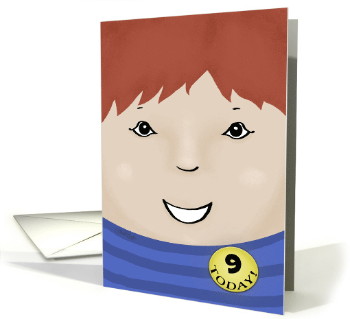 Customizable Happy Birthday 9 year old Boy-Red-Haired Boy card