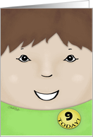 Customizable Happy Birthday 9 year old Boy-Brown-Haired Boy card