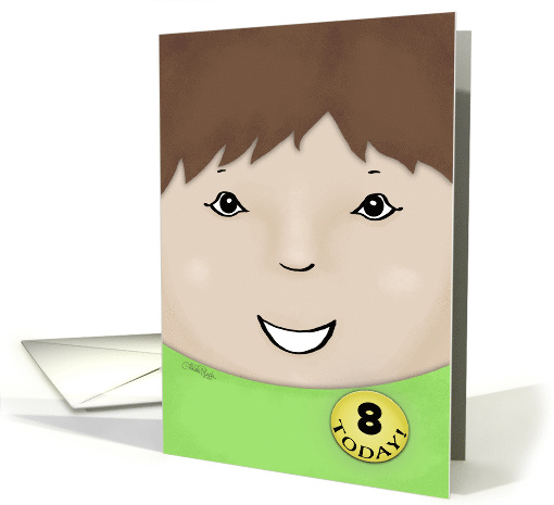 Customizable Happy Birthday 8 year old Boy-Brown-Haired Boy card