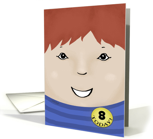 Customizable Happy Birthday 8 year old Boy-Red-Haired Boy card