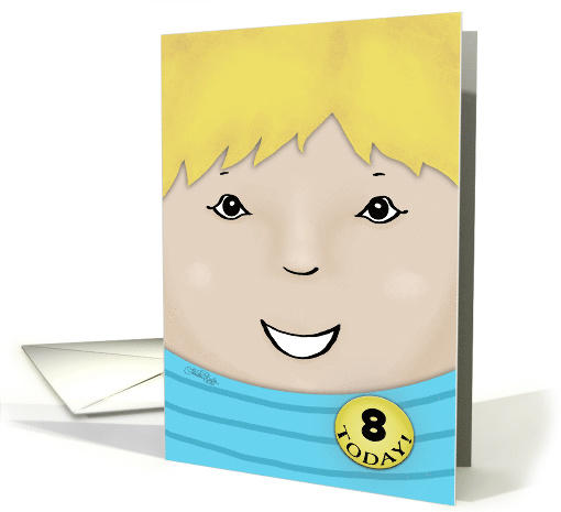 Customizable Happy Birthday 8 year old Boy-Blond-Haired Boy card