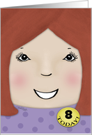 Customized Happy Birthday 8 year old Girl-Red-Haired Girl card