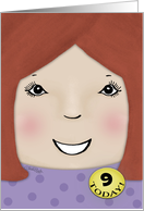 Customzable Happy Birthday 9 year old Girl-Red-Haired Girl card