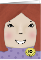 Customizable Happy Birthday 10 year old Girl-Red-Haired Girl card