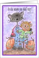Happy Thanksgiving Black Cat and Scarecrow Pumpkin Patch card