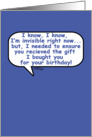 Happy Birthday Humor-Invisible (blue) card