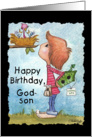 Happy Birthday to Godson-Little Boy with Birdhouse card