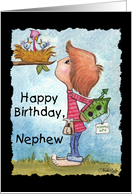 Happy Birthday to Nephew Little Boy with Birdhouse card