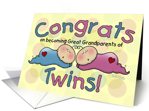Congratulations Becoming Great Grandparents of Twins Boy and Girl card