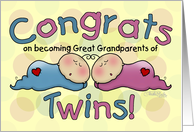 Congratulations Becoming Great Grandparents of Twins Boy and Girl card
