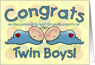 Congratulations on becoming Great Grandparents to Twin Boys-Two Sleeping Babies card