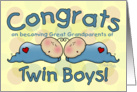 Congratulations on becoming Great Grandparents to Twin Boys-Two Sleeping Babies card