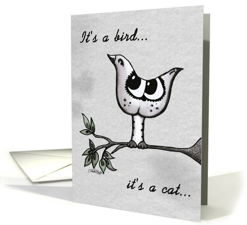Happy Anniversary for Husband Optical Illusion Bird and Cat card