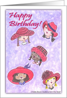 Young Ladies in Red Hats -Birthday card