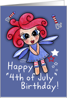 Happy 4th of July Birthday- Fairy and Firecrackers card