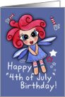 Happy 4th of July Birthday- Fairy and Firecrackers card