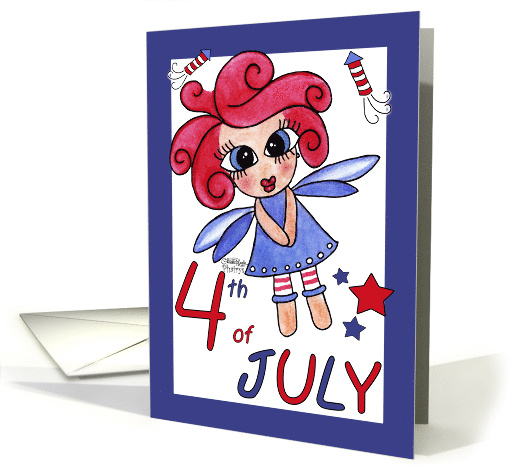 Happy 4th of July Fairy and Firecrackers card (821650)