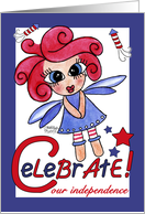 Celebrate our Independence Invitation- Fairy and Firecrackers card