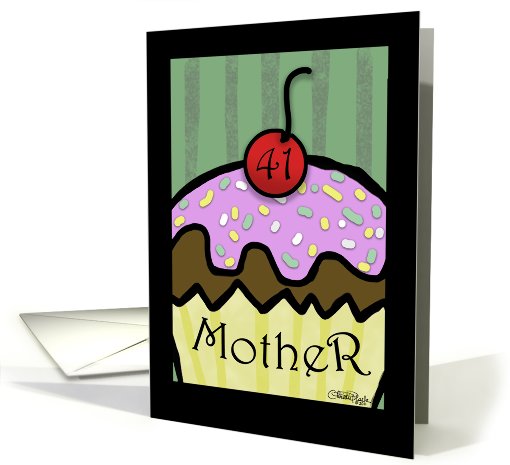 41st Birthday for Mother- Large Cupcake with Cherry on Top card