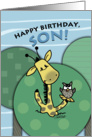 Birthday for Son- Giraffe and Owl Shout from the Treetops card