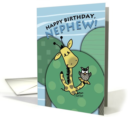 Birthday for Nephew- Giraffe and Owl Shout from the Treetops card