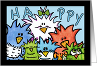 Birthday for Co-worker Group of Birds Happy Birdday! card