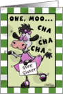 Happy Birthday Step Sister- Dancing Cow-Muchacha card