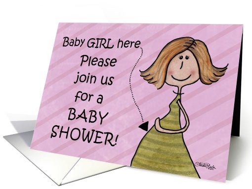 Baby Shower for Girl Invitation- Expectant Mother-Pinks card (827192)